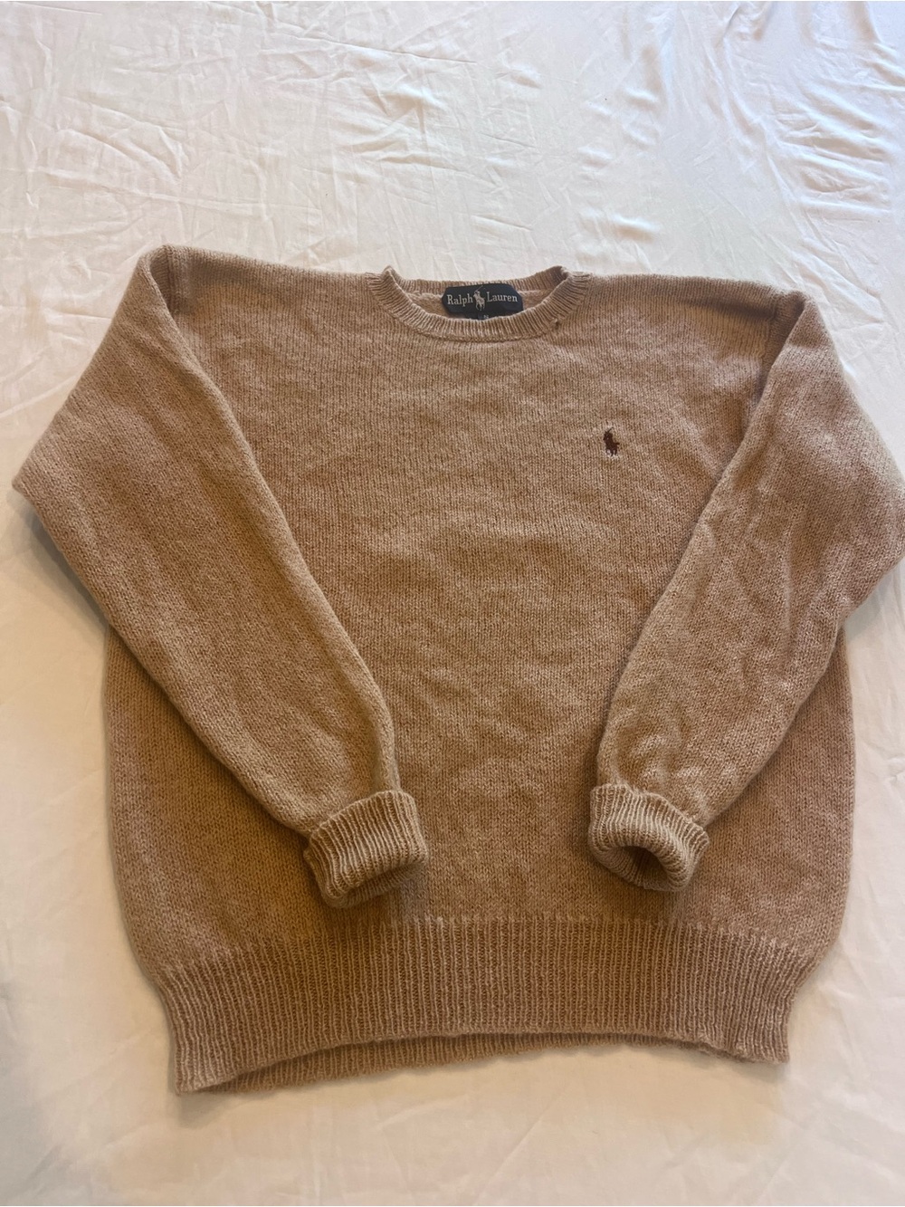 True Vintage Ralph Lauren 100% Wool Beige Sweater Size Small. Rare Unique Item
